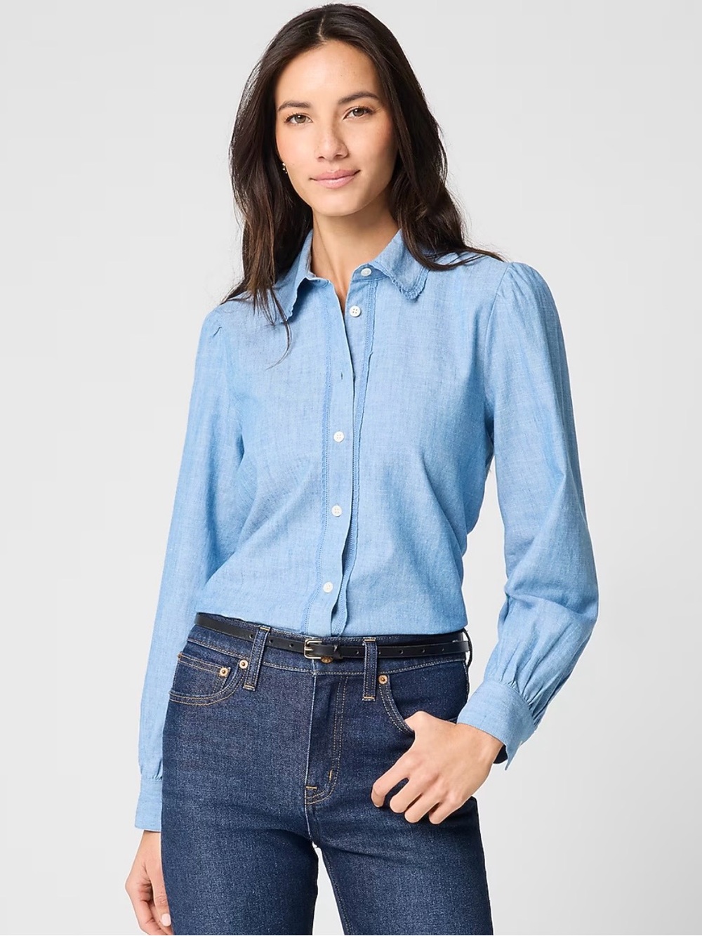 2 shirts  J. Crew women  Cotton Shirts in White and Light Blue .   NWT